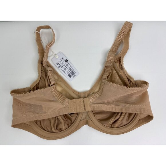 Elomi Cate Full Figure Embroidered Full Cup Underwire Satin Bra Tan 38DDD NEW - Picture 5 of 7